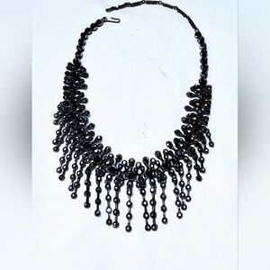 Vintage Black Hematite Crystal Choker Necklace